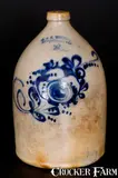 J. & E. Norton, 2 Gal. J. & E. NORTON / BENNINGTON, VT Stoneware Jug with Floral Decoration, circa 1855, Stoneware