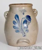 E. W. Farrington, E. W. FARRINGTON / ELMIRA, NY Stoneware Batter Pail with Floral Decoration, circa 1890, Stoneware