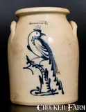 J. & E. Norton, J. & E. NORTON / BENNINGTON, VT Stoneware Jar w/ Cobalt Pheasant-on-Stump Decoration, circa 1855, Stoneware