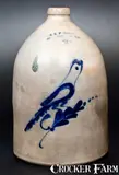 3 Gal. E. & L. P. NORTON / BENNINGTON, VT Stoneware Jug with Bird Decoration by E & L P Norton, circa 1870, Stoneware, sold Oct 2016