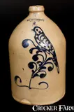 S. D. Kellogg, Scarce S. D. KELLOGG / WHATELY Stoneware Jug with Slip-Trailed Bird Decoration, circa 1851-1853, Stoneware