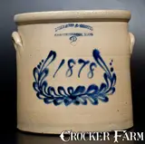 Bullard & Scott, BULLARD & SCOTT / CAMBRIDGEPORT, MASS. Stoneware Crock w/ Cobalt 1878 Date in a Wreath, 1878, Stoneware