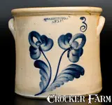 T. Harrington, 3 Gal. T. HARRINGTON / LYONS Stoneware Crock with Floral Decoration, circa 1860, Stoneware