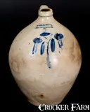 Norton & Fenton, 2 Gal. NORTON & FENTON / East Bennington, VT Stoneware Jug w/ Fine Trumpet Flower Decoration