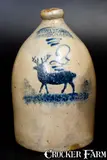 J. C. Waelde, Scarce J. C. WAELDE / NORTH BAY Stoneware Jug with Deer Decoration