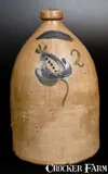E. H. Farrar, 2 Gal. E. H. FARRAR / NORTH BAY Stoneware Jug with Floral Decoration, circa 1851, Stoneware