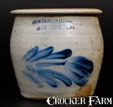 Rare COWDEN & WILCOX / HARRISBURG, PA Stoneware Apple Butter Jar by Cowden & Wilcox, circa 1865, Stoneware, sold Oct 2016