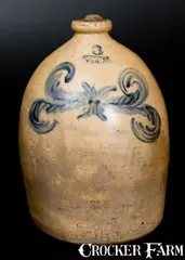 Pfaltzgraff & Co., PFALTZGRAFF & CO. / YORK, PA Stoneware Jug w/ Unusual Brushed Decoration, circa 1876, Stoneware