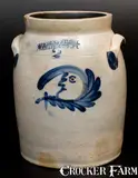 COWDEN & WILCOX / HARRISBURG, PA Stoneware Jar with Man-in-the-Moon Decoration by Cowden & Wilcox, circa 1865, Stoneware, sold Oct 2016