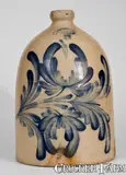 M. & T. Miller, M. & T. MILLER / NEWPORT, PA Stoneware Jug w/ Elaborate Floral Decoration