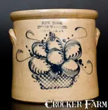NEW YORK STONEWARE CO. / FORT EDWARD, N.Y. Stoneware Crock w/ Basket of Fruit by New York Stoneware Co., circa 1875, Stoneware, sold Oct 2016