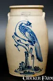 Ottman & Co., Outstanding 6 Gal. HAXSTUN, OTTMAN & CO. / FORT EDWARD, NY Stoneware Pheasant Churn, circa 1875, Stoneware