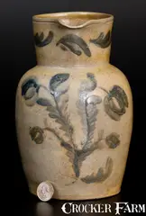 Wells & Richards, Very Rare WELLS & RICHARDS / READING, PA Half-Gallon Stoneware Pitcher w/ Elaborate Decoration, circa 1845, Stoneware
