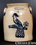 Exceptional COWDEN & WILCOX / HARRISBURG, PA Stoneware Jar w/ Peacock Decoration by Cowden & Wilcox, circa 1865, Stoneware, sold Oct 2016