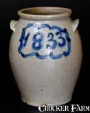 J. Miller, Outstanding J. MILLER / WHEELING, VA Stoneware Jar with Bold "1833" Date and Floral Decoration, 1833, Stoneware