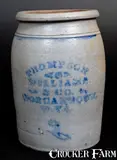 Williams & Co., 2 Gal. THOMPSON, WILLIAMS & CO. / MORGANTOWN, W. VA Stoneware Jar, circa 1875, Stoneware