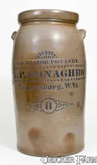 Excelsior Pottery, Fine 8 Gal. EXCELSIOR POTTERY / A. P. DONAGHHO / Parkersburg, W.Va. Stoneware Churn, circa 1880, Stoneware