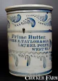 Prime Butter, Extremely Rare PRIME BUTTER / LAUREL, POINT, W. VA Stoneware Advertising Crock, circa 1875, Stoneware