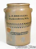 A.P. Donaghho, 5 Gal. A. P. DONAGHHO / Parkersburg, W.Va. Stoneware Jar with Stenciled Decoration