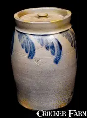 Rare HAMILTON & PERSHING / JOHNSTOWN, PA Stoneware Lidded Jar w/ Swag Decoration by Hamilton & Pershing, circa 1852-1855, Stoneware, sold Oct 2016