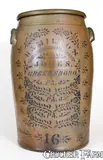 16 Gal. HAMILTON & JONES / GREENSBORO, PA Stoneware Jar w/ Profuse Stenciled Decoration by Hamilton & Jones, circa 1875, Stoneware, sold Oct 2016