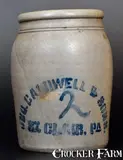 Jno. Caldwell & Sons, Rare Two-Gallon JNO. CALDWELL & SONS. / ST. CLAIR, PA Stoneware Jar, circa 1880, Stoneware