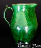 John Bell, Very Fine JOHN BELL / WAYNESBORO Redware Pitcher with Vibrant Green Glaze, circa 1850-1880, Redware