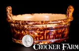John Bell, Fine Small-Sized JOHN BELL / WAYNESBORO Redware Butter Tub with Sponged Decoration, circa 1850-1880, Redware