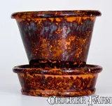 John W. Bell, JOHN W. BELL / Waynesboro, Pa Redware Flowerpot w/ Sponged Decoration