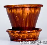 John W. Bell, JOHN W. BELL / Waynesboro, Pa Redware Flowerpot w/ Streaked Manganese Decoration