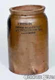 Rare Baltimore Stoneware Advertising Jar for H. WITTICHS / MUSTARD MANUFACTORY by H. Wittichs Mustard Manufactory, circa 1875, Stoneware, sold Oct 2016
