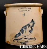 G. W. Fulper & Bros, 4 Gal. G. W. FULPER & BROS. / FLEMINGTON, NJ Stoneware Crock w/ Pecking Chicken Decoration, circa 1880, Stoneware