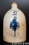 Connolly & Palmer, 2 Gal. CONNOLLY & PALMER / NEW BRUNSWICK, NJ Stoneware Jug with Floral Decoration, circa 1880, Stoneware