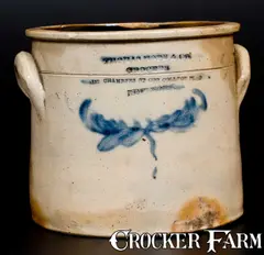 THOMAS HOPE & CO. / GROCERS / 132 CHAMBERS ST COR COLLEGE PLACE / NEW YORK Jar by Thomas Hope & Co., mid 19th century, Stoneware, sold Oct 2016