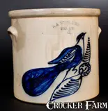 N.A. White & Son, 4 Gal. N. A. WHITE & SON / UTICA, N.Y. Stoneware Crock with Paddletail Bird Decoration, circa 1885, Stoneware