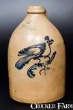 Ottman & Co., HAXSTUN, OTTMAN & CO. / FORT EDWARD, N.Y. Stoneware Bird Jug, circa 1875, Stoneware