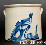 Riedinger & Caire, RIEDINGER & CAIRE / POUGHKEEPSIE-NY Stoneware Crock w/ Bird-on-Stump Design