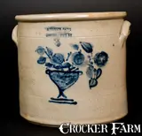 Riedinger & Caire, 3 Gal. RIEDINGER & CAIRE / POUGHKEEPSIE, NY Stoneware Crock w/ Unusual Flowering Urn
