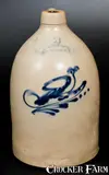 Haxstun & Co., HAXSTUN & CO. / FORT EDWARD, NY Stoneware Jug with Bird Decoration