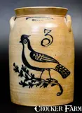T. Harrington, 3 Gal. T. HARRINGTON / LYONS Stoneware Jar with Slip-Trailed Bird Decoration, circa 1860, Stoneware