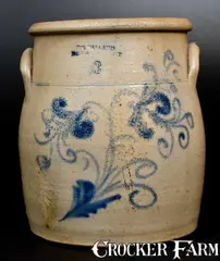 H. M. Ballard, 3 Gal. H. M. BALLARD / BURLINGTON, VT Stoneware Jar with Floral Decoration, circa 1860, Stoneware