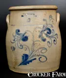 H. M. Ballard, 3 Gal. H. M. BALLARD / BURLINGTON, VT Stoneware Jar with Floral Decoration, circa 1860, Stoneware