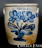 J Mantell, 5 Gal. J. MANTELL / PENN YAN Stoneware Jar with Elaborate Floral Decoration, circa 1860, Stoneware
