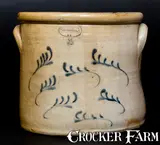 Brown Brothers, 3 Gal. BROWN BROTHERS / HUNTINGTON, L.I. Stoneware Crock with Slip-Trailed Decoration