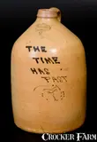 Brown Brothers, Very Rare BROWN BROTHERS / HUNTINGTON / L.I. Stoneware Jug Inscribed "The Time Has Past"