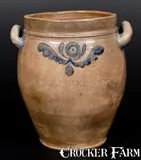 C. Crolius, C. CROLIUS / MANHATTAN-WELLS / NEW-YORK Stoneware Jar w/ Incised, Impressed Decorations