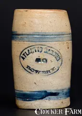 Atlantic Garden, Unusual Stoneware Advertising Mug Impressed ATLANTIC GARDEN / BOWERY, circa 1860, Stoneware
