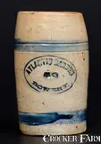 Atlantic Garden, Unusual Stoneware Advertising Mug Impressed ATLANTIC GARDEN / BOWERY, circa 1860, Stoneware