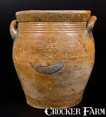 Liberty Forev, Very Rare LIBERTY FOREV / S AMBOY N JERSY Stoneware Jar, circa 1807, Stoneware