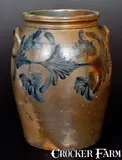 J. Keister & Co, Rare 6 Gal. J. KEISTER & CO. / STRASBURG, VA Stoneware Jar w/ Cobalt Floral Decoration, circa 1870, Stoneware